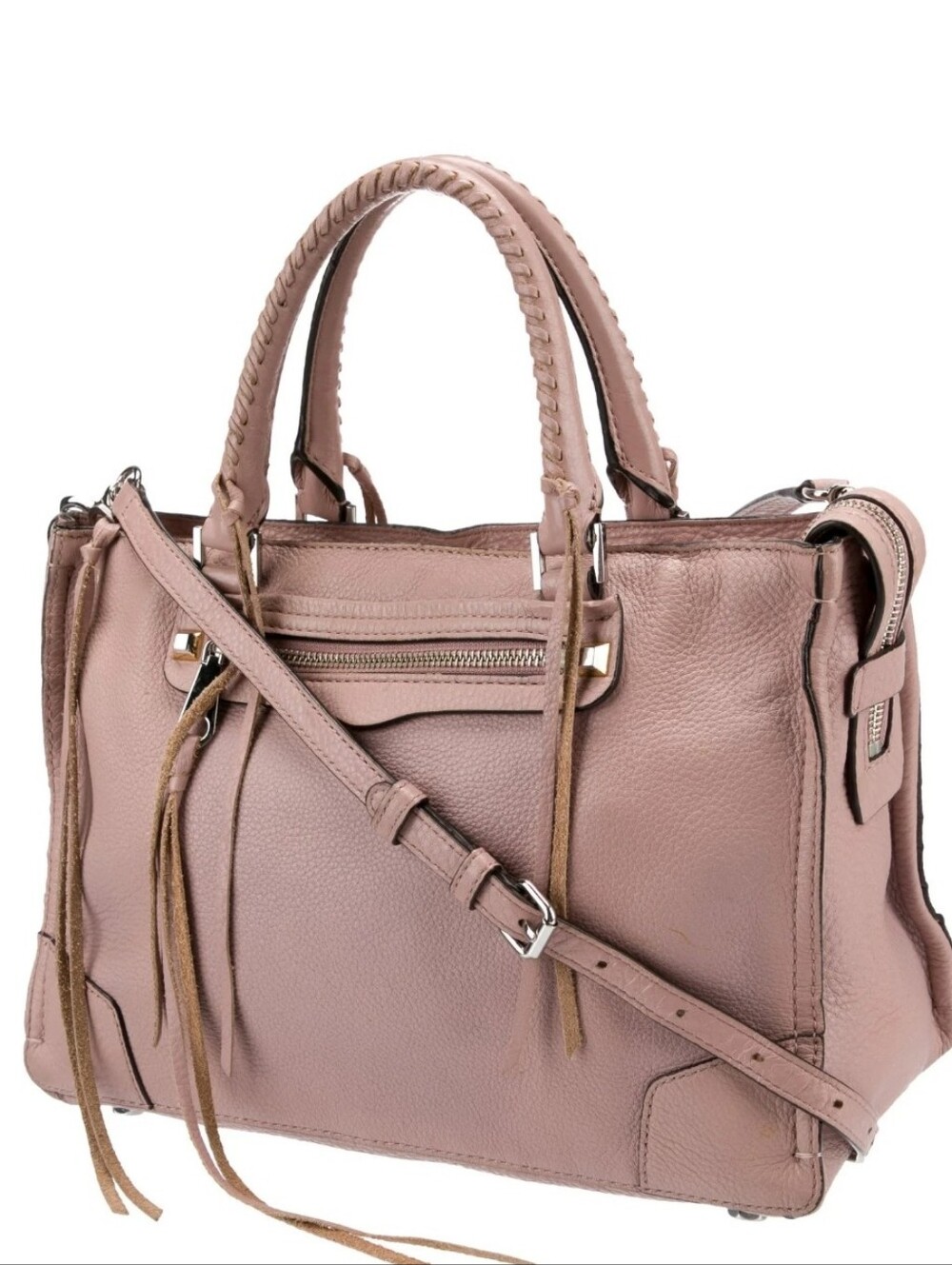 Rebecca Minkoff |  Regan Satchel Moto City Beige Pink Leather Bag
